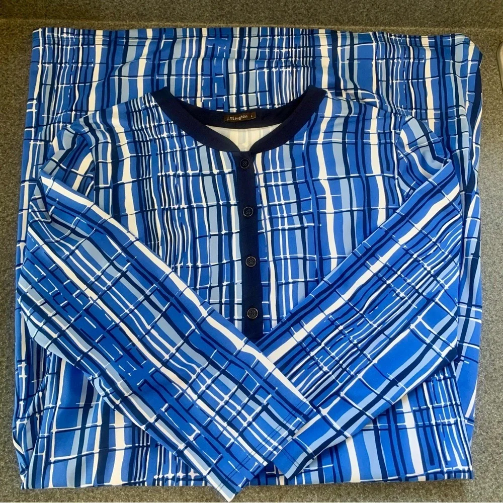 NWOT J. McLaughlin Catalina Cloth shift dress 3/4 Sleeves Size Large Nautical - Picture 2 of 9
